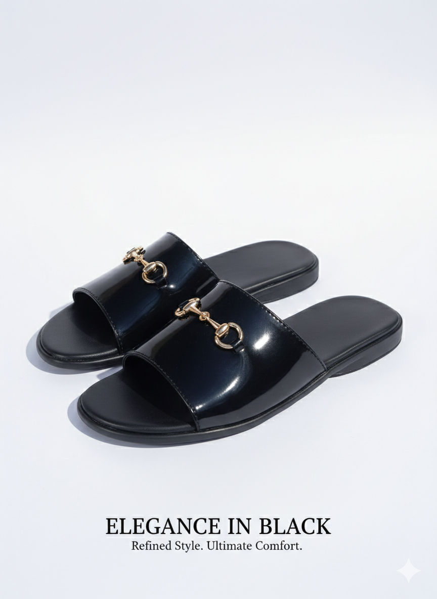 Mens Black Buckel slide - Image 4