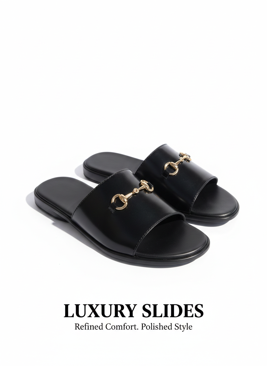 Mens Black Buckel slide - Image 3